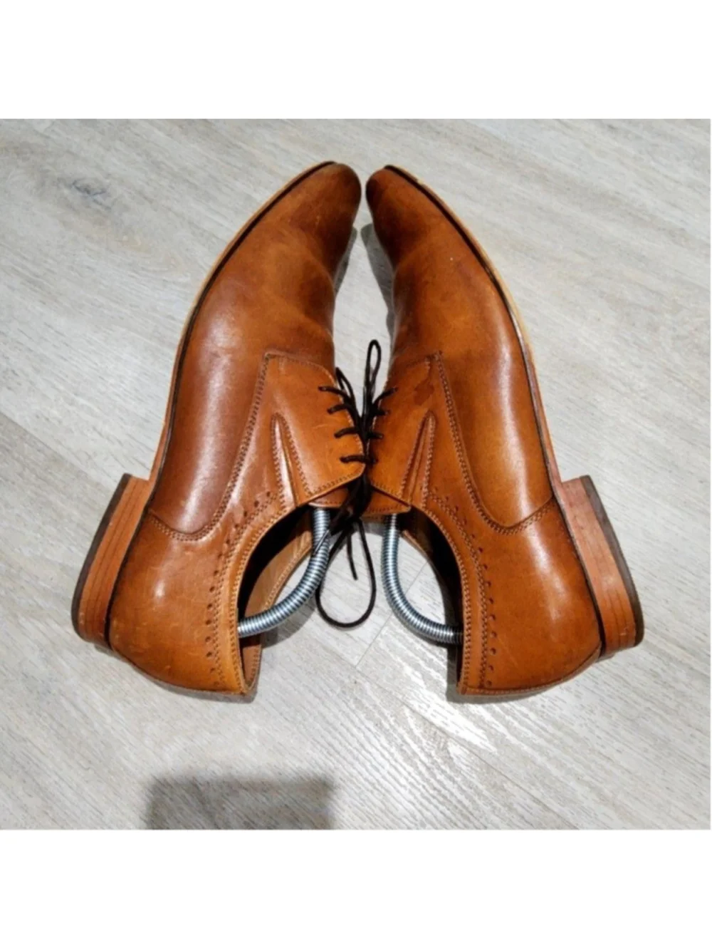 Aldo Shoes Mens 11 Brown Leather Derby Oxford Dress Pointed Toe Lace Up